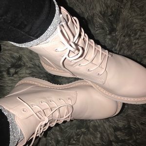 baby pink combat boots